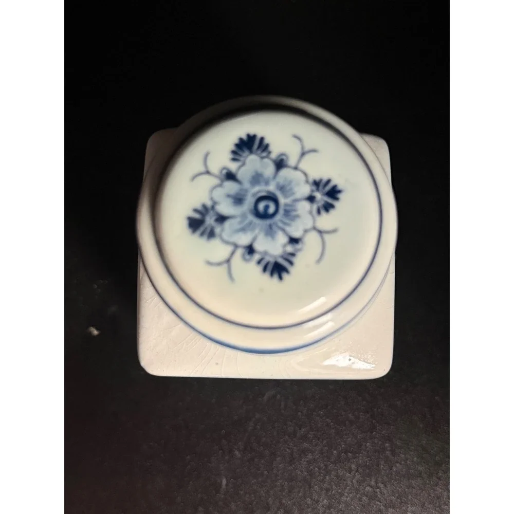Delfts Blauw Handpainted Ceramic Spice Jar Windmill Ship Floral Made in Holland